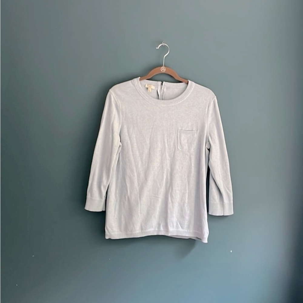 Talbots light blue lightweight‎ three-quarter sleeve sweater women’s size large